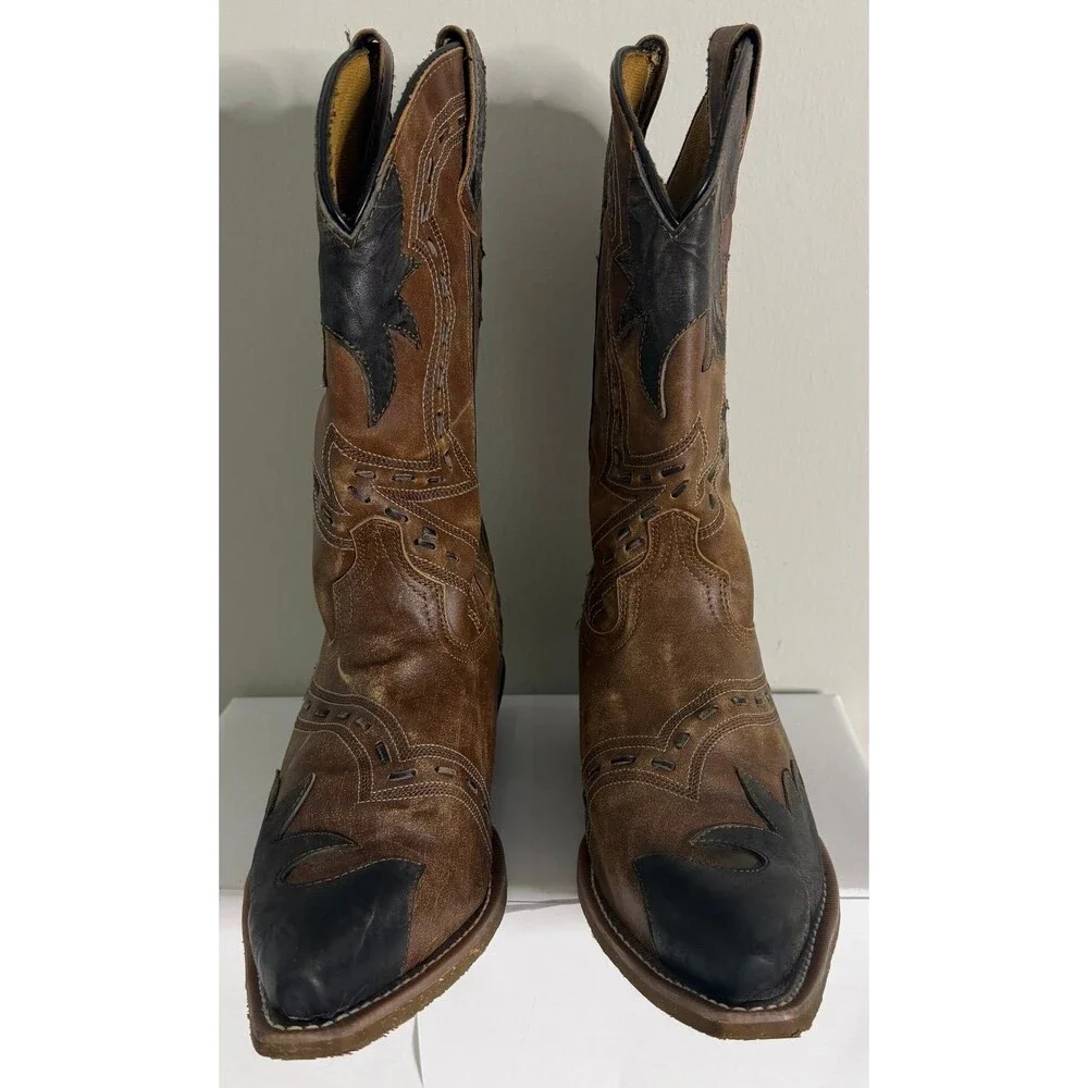 Laredo Porter Men's Tan Leather Western Boots Snip Toe Size 10D